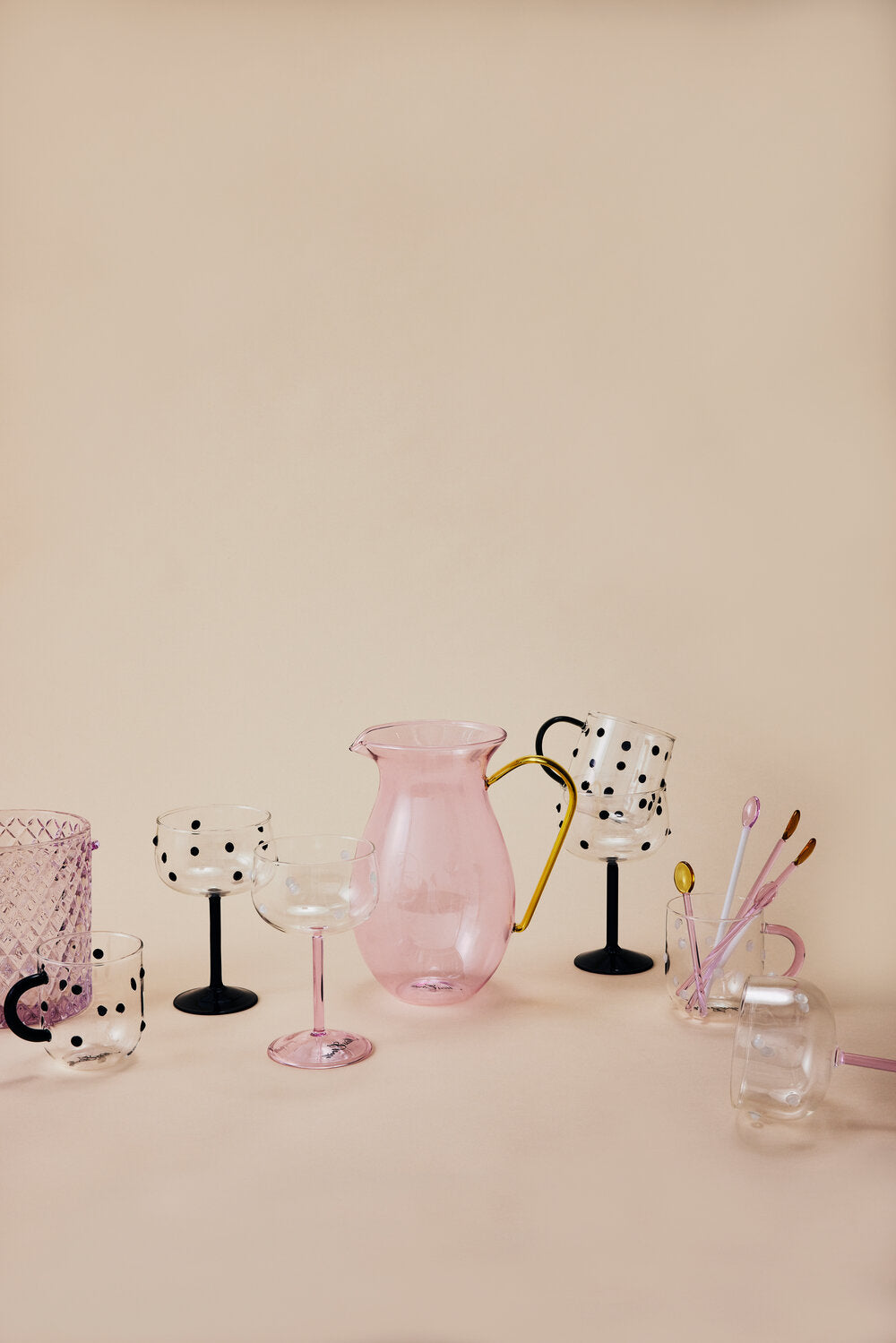 Miss Étoile Glasskeer, 4 stk. - gul/rosa og rosa/hvid - Bahne